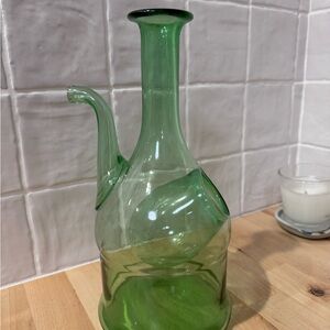 Vintage Italian Hand Blown Green Glass Decanter